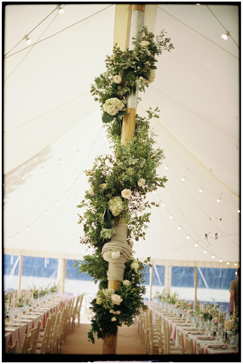 Elegant wedding tablescape photographed on film at a Cotswolds wedding