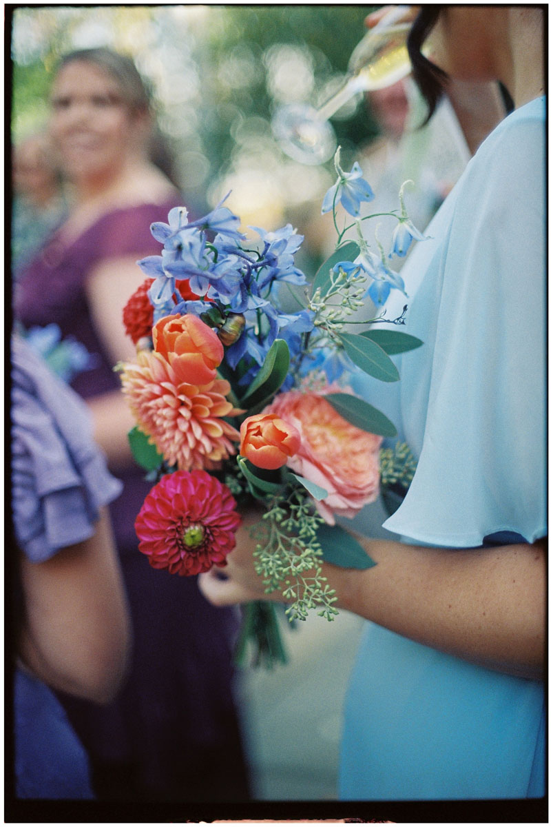 Wedding flowers and reception styling captured using analogue film photography