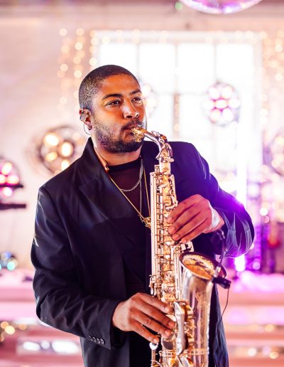 Sax player at a wedding