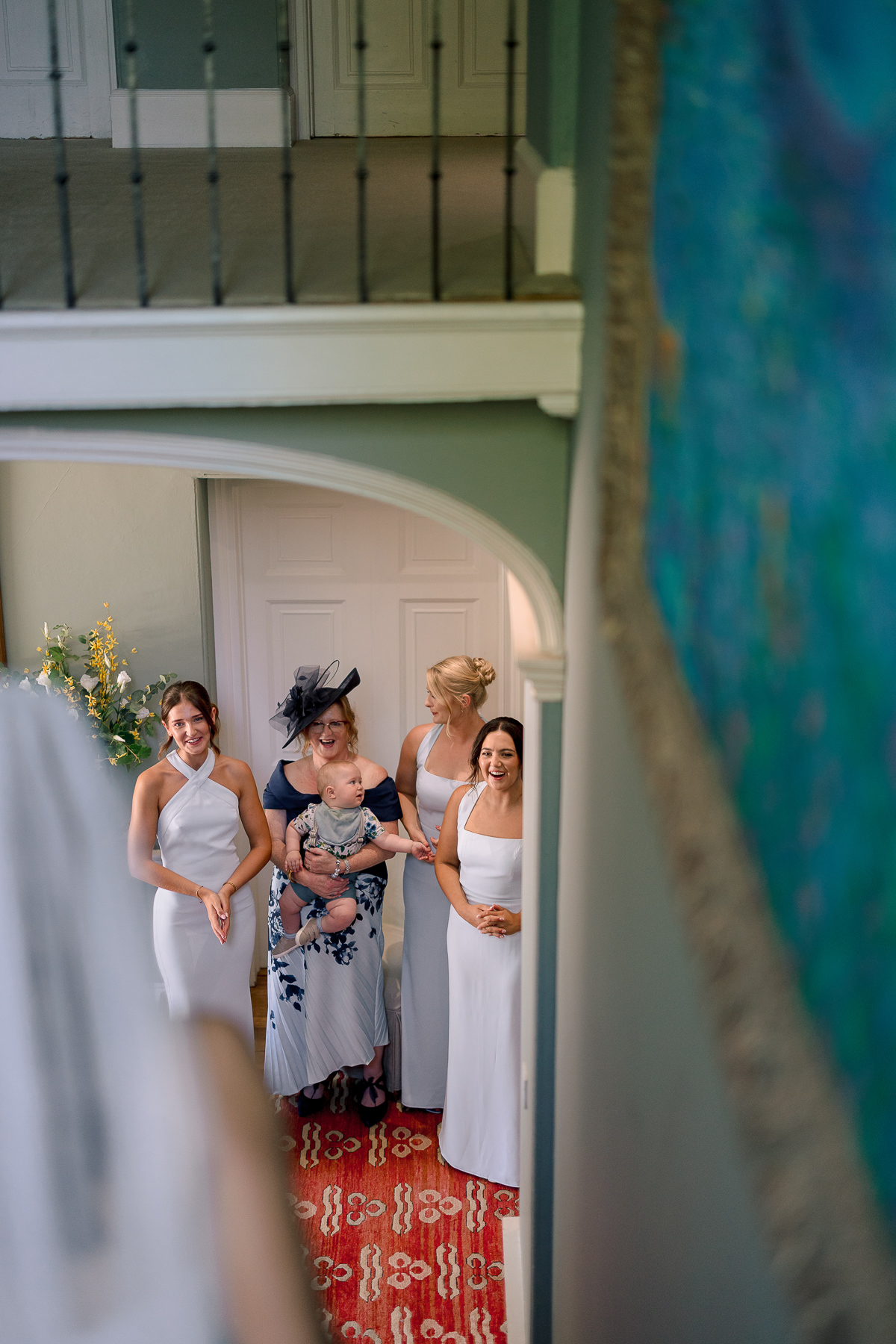 First look for bridesmaids all smiling 