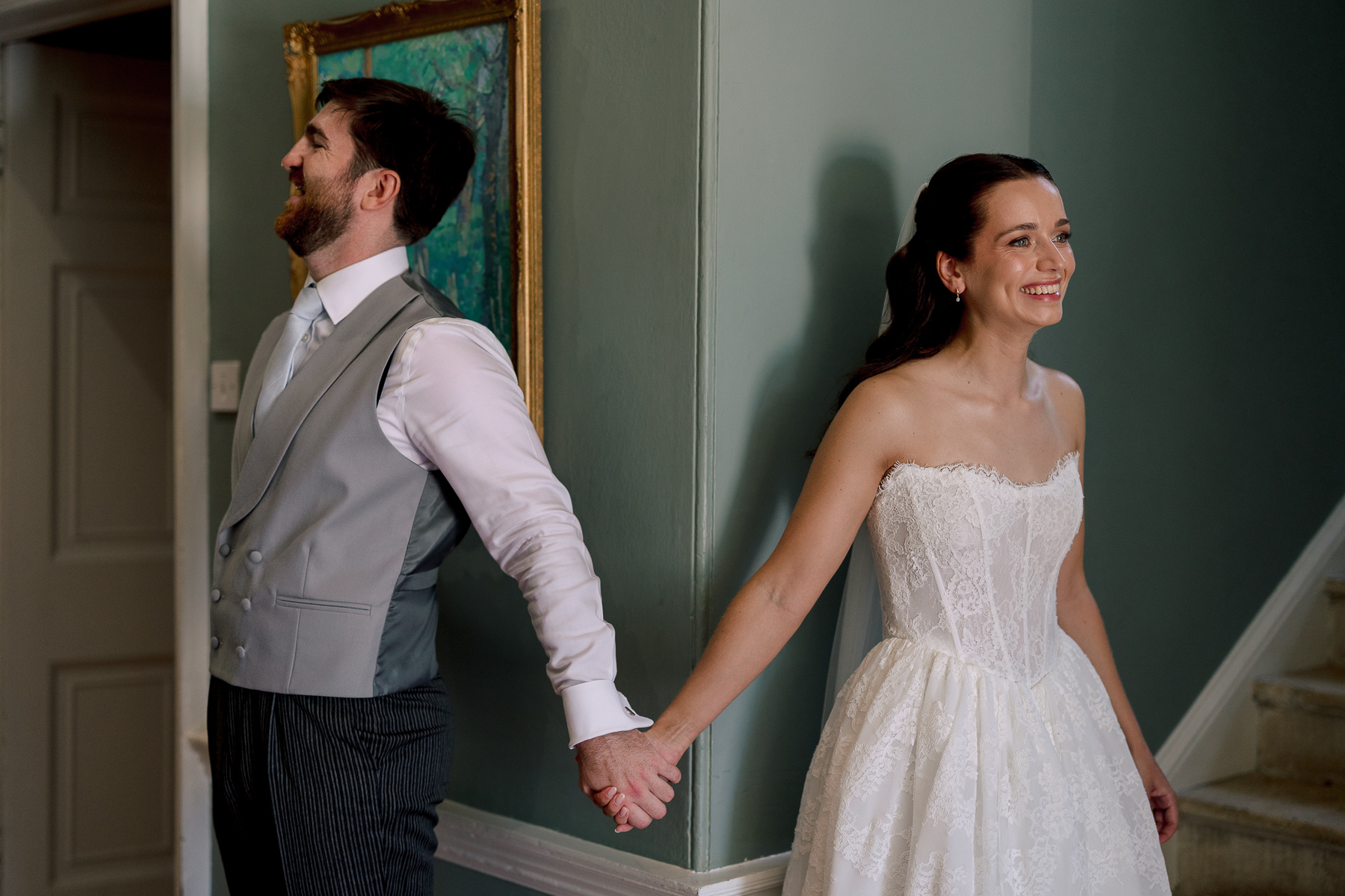 The first touch between the bride and groom