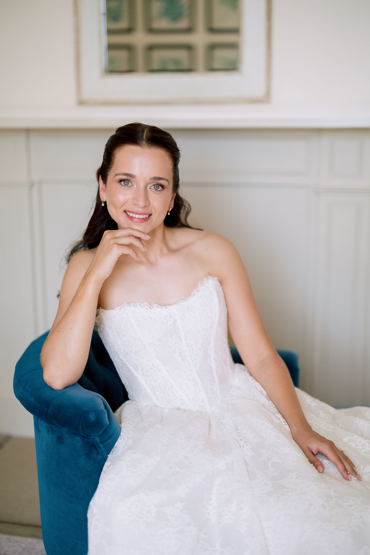 Bride smiling at the camera 