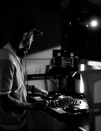 Cool DJ at a barn wedding