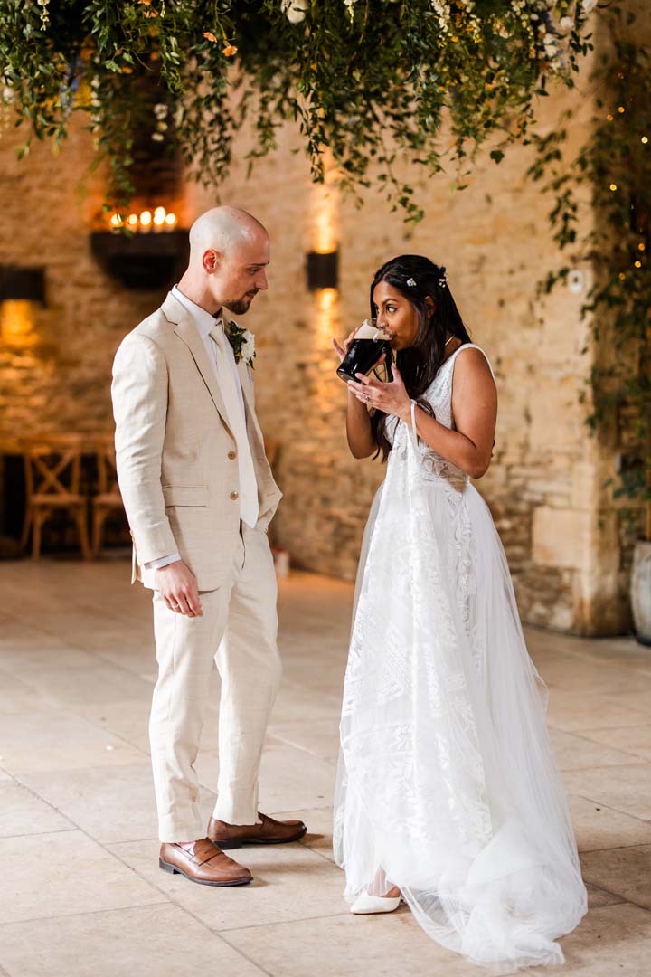 bride drinking guiness 
